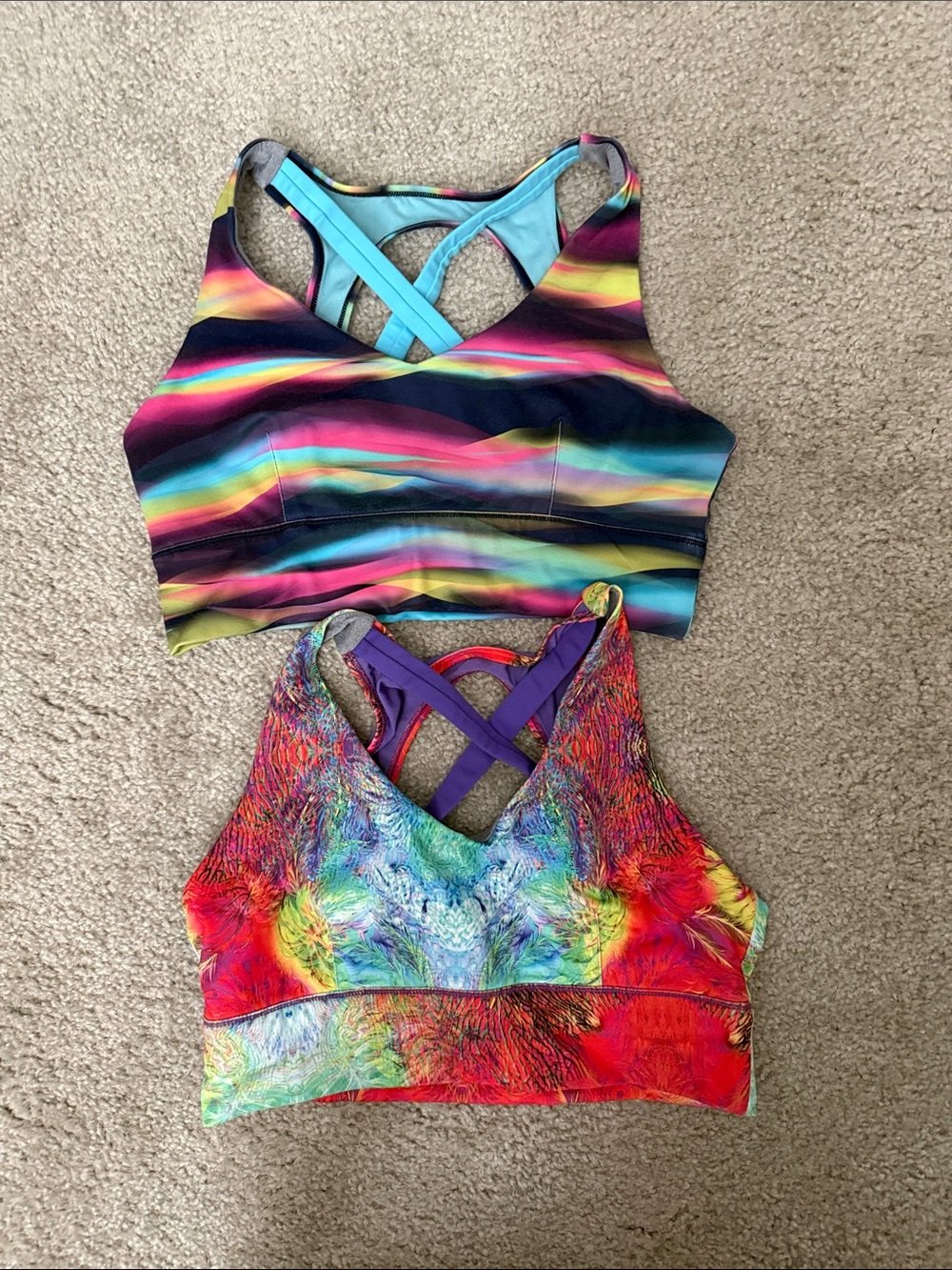 Born Primitive Multicolor Sports Bras - Rainbow Striped & Abstract Print